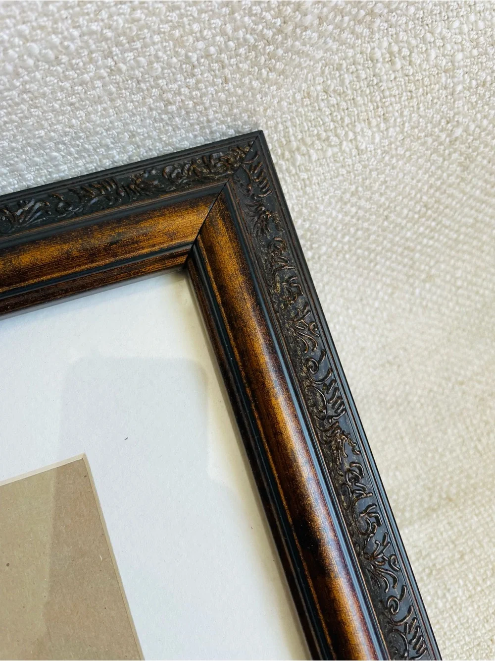 Vintage Classic Ornate Brown Picture Frame with White Mat Fits 8x10